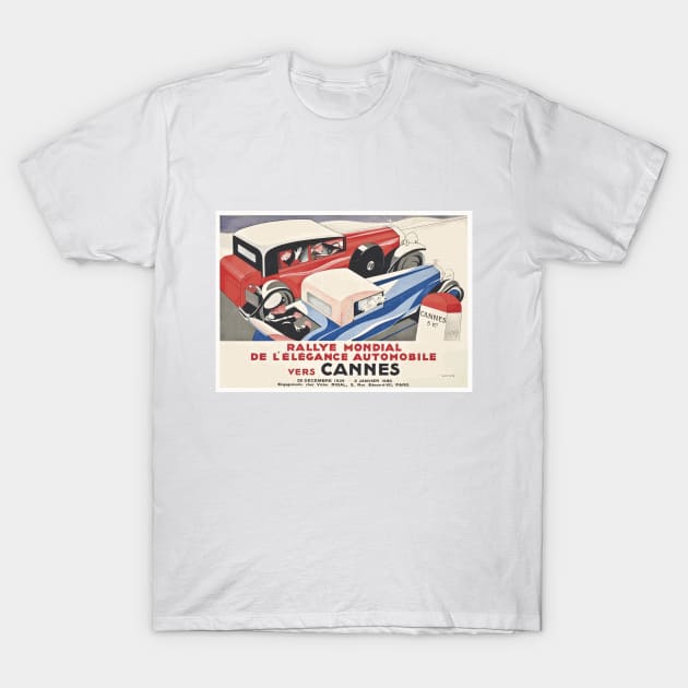 1929 World Rallye of Elegant Automobiles, Cannes France - Vintage Poster Design T-Shirt by Naves